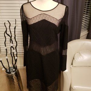 Knit and Mesh Black Dress